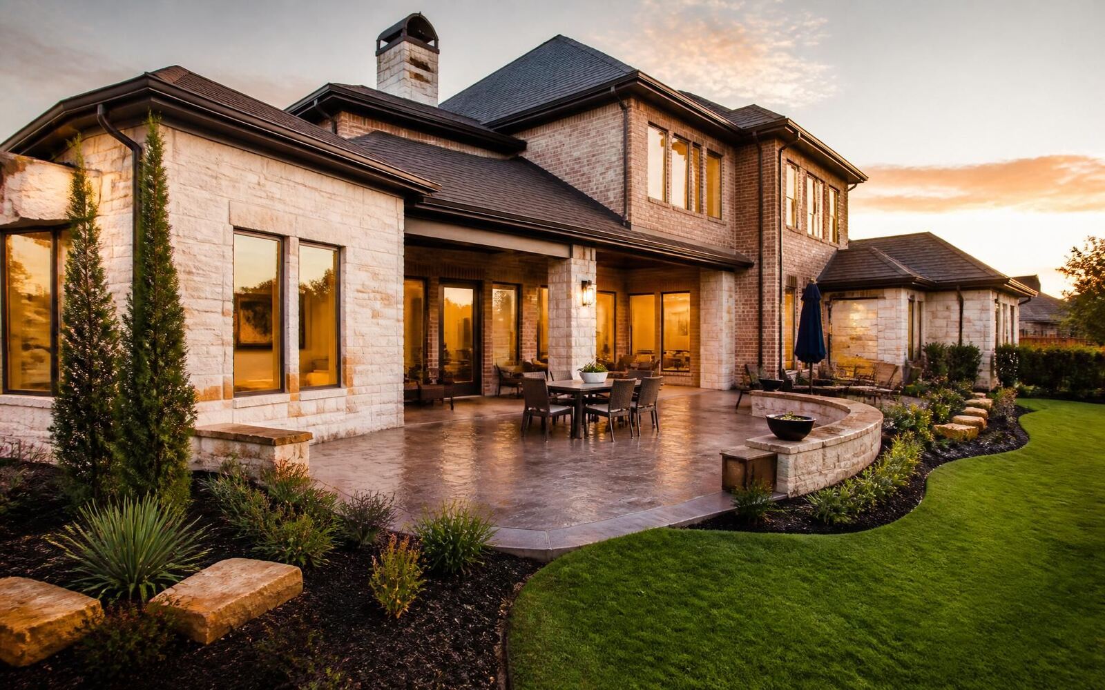 Beautifully finished North Dallas home with stamped concrete patio